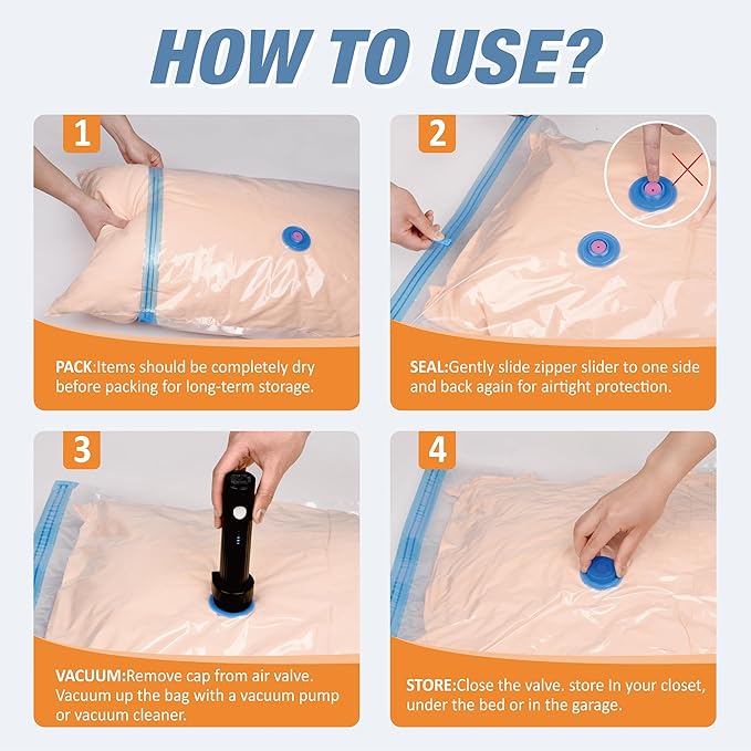 Travel Vacuum Storage Bags with Rechargeable USB Air Pump, Space Saver Vacuum Seal Bags for Luggage, Sealer Compression for Clothes, Comforters, Blankets, Bedding, 15 Combo