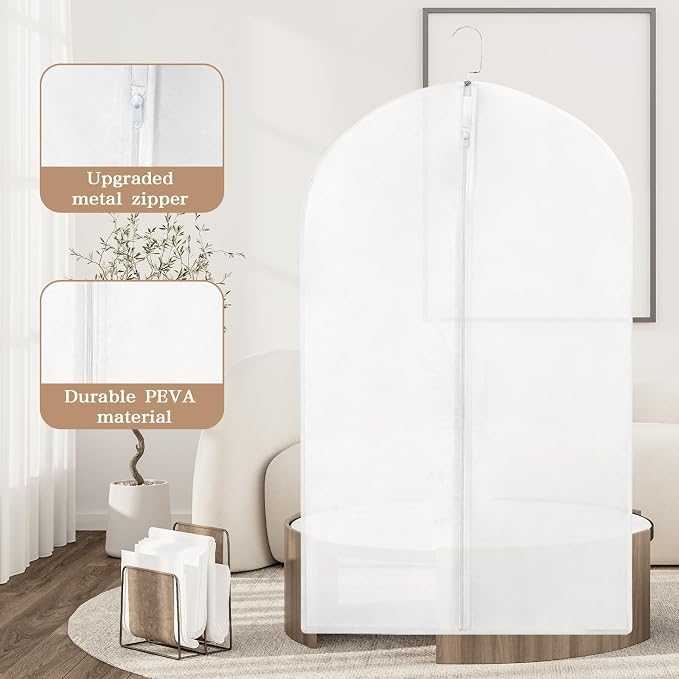20 Pack Translucent Garment Bag,PEVA Hanging Clothes Cover,24"x43" Suit Dress Bag for Closet Storage Travel