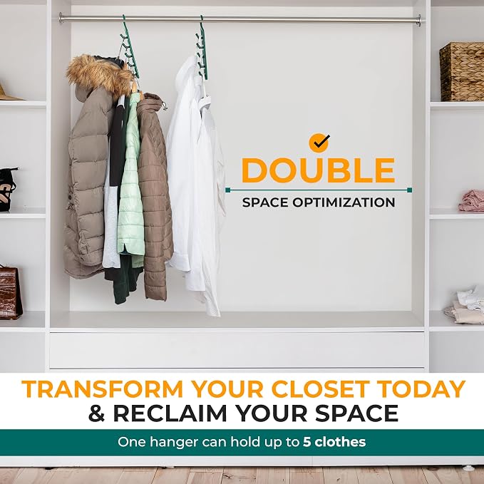 CraftyCrocodile Space Saving Hangers for Clothes - 8 in Pack, Heavy Duty Plastic, Multi Closet Space Savers for Shirts, Pants, Jeans, Sweaters - Hanger Organizer Space Saver