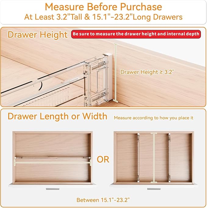 Yieach 12 Pack Clear Expandable Deep Drawer Separators From 15 to 21'' - 3.2 Inch Tall Acrylic Drawer Dividers for Clothes,Dresser Drawer Dividers for Dresser,Baby Nursery,Clothing,Sock or Underwear