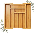 Bamboo Expandable Drawer Organizer for Utensils Holder, Adjustable Cutlery Tray, Wood Drawer Dividers Organizer for Silverware, Knives in Kitchen, Bedroom, Closet, Office, Tools
