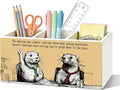 Funny Otter Pen Pencil Holder for Desk, Otter Gifts for Women Men, Office Humor Gifts for Coworkers Wooden Box Sign Organizer for Office Workplace Desk Accessories Tabletop Decorations