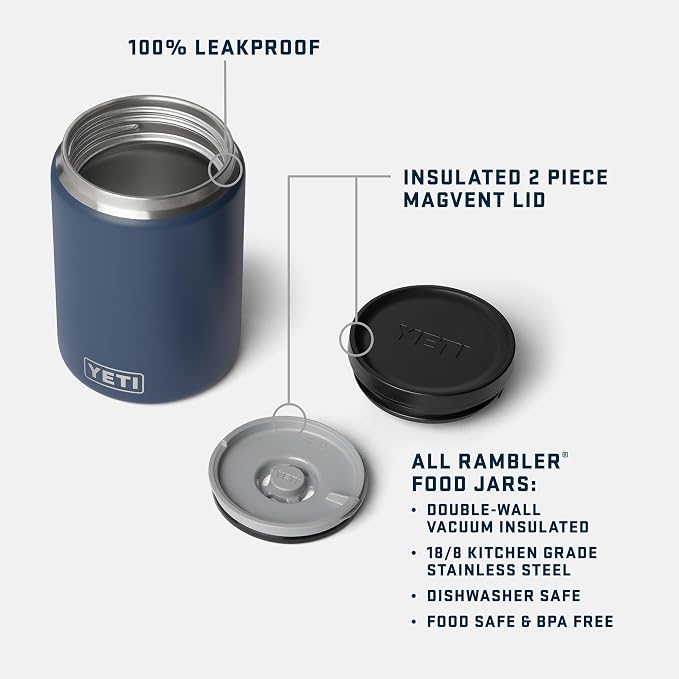YETI Rambler 24 oz Food Jar, Vacuum Insulated, Stainless Steel, With Airtight Lid, White