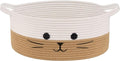 Cat Toy Basket, 13.8" x 6" Woven Baby Basket for Living Room, Medium Gift Baskets Empty, Cotton Rope Basket for Cat Bed Nursery Organizer, White & Jute