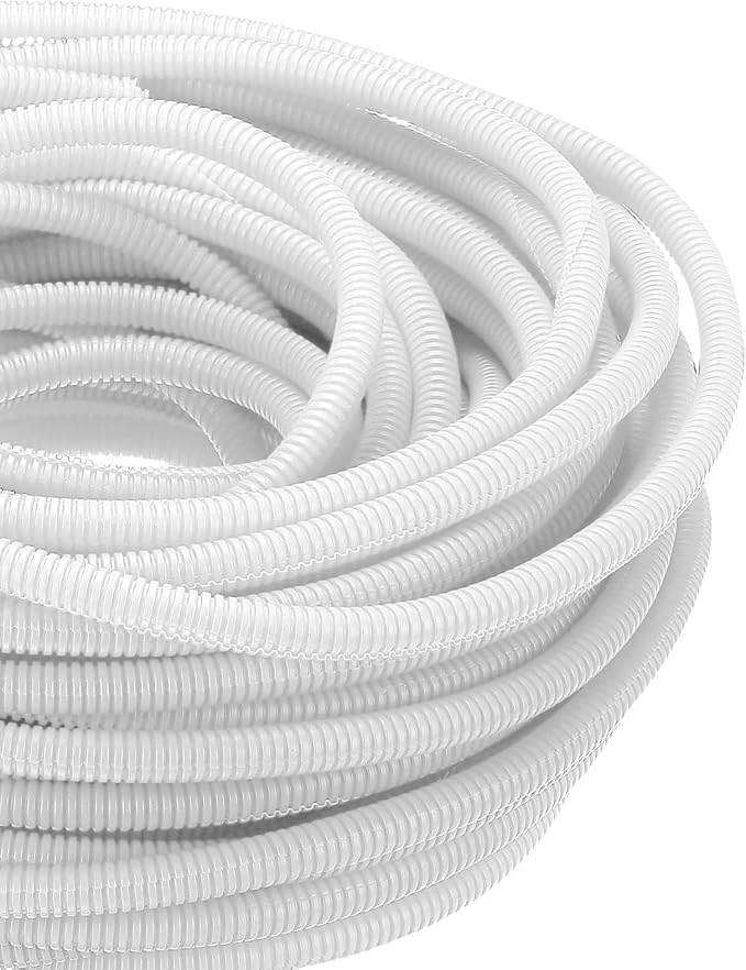 DMiotech 100ft Wire Loom Split Tubing 3/8 Inch(9.5mm) ID, Cord Protectors from Pet Flexible Conduit Cable Management for Office Home Garden, White