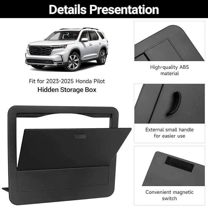 YOJOJOCO 2PCS Center Console Organizer Compatible with Honda 2023-2025 2026 Pilot ＆ 2024-2026 Ridgeline ＆ 2024-2026 Passport Accessories Armrest Hidden Secondary Storage Box Handrail Platform Storage