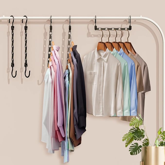 16 Pack Hangers Space Saving Magic Space Saver Storage Smart Plastic Clothes Hanger Organizer Closet Organizers and Storage for Closet Wardrobe Apartment College Dorm Room Essentials, Black