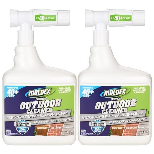 Moldex® Instant Outdoor Cleaner with Bleach, 64 oz Hose End Sprayer, 2 Pack, Fast Acting Outdoor Surface Cleaner for Siding, Decks, Fences and Exterior Surfaces