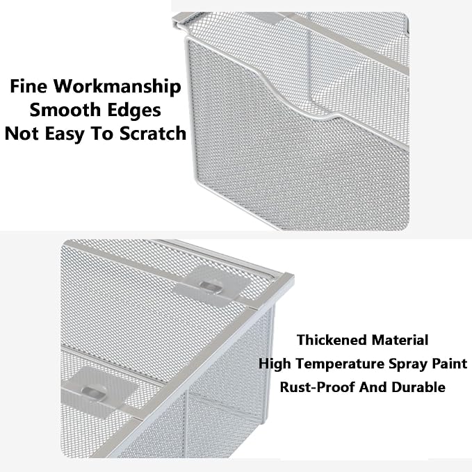 Closet Pull-Out Baskets,Clothing Pull Out Basket,Punch-free Metal Mesh Basket,for Home/Laundry/Bathroom/Mudroom/Pantry(White)