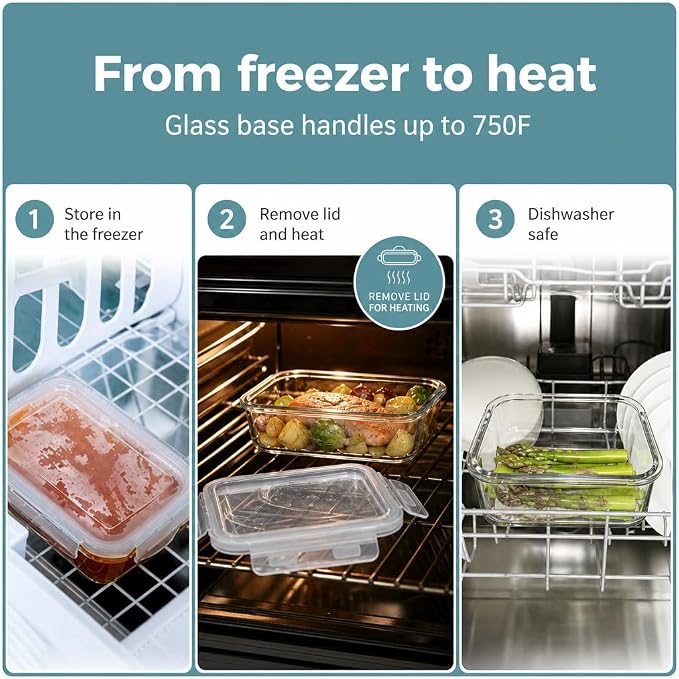 otis classic Glass Food Storage Containers With Locking Lids - Meal Prep Containers - Lunch Bento Boxes - 1 Compartment - 4pk-28oz Box Set - Transparent Lids - BPA Free and Dishwasher Safe