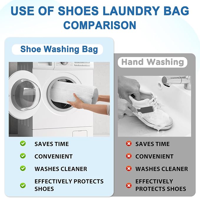 Aship Shoe Washing Machine Bag, Laundry Shoes Bag for Washer & Dryer - Reusable Shoe Cleaning Bag for Sneakers,Tennis Shoes, 360° Deep Cleaning With Self-locking Zipper for All Shoes Sizes - White,1PC
