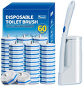 Disposable Toilet Brush Set with 60 Replacement Heads, Toilet Cleaning Replacement Pads, Starter Kit with Storage Case for Deep Cleaning and Hygienic Bathroom Maintenance