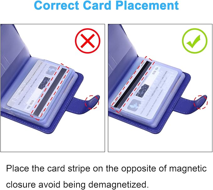 Wisdompro Slim PU Leather Credit Card Holder, Vertical Blue | RFID Blocking Wallet Debit Card Protector, Organizer Case, Card Case, 20 Card & 7 Memory Card Slots, with Magnetic Closure