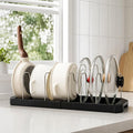 Pots and Pans Organizer Under Cabinet, Adjustable Pot and Pan Organizer Rack, 7 Stainless Steel Dividers, Pot Lid Organizer for Cabinet, Expandable Pan Organizer for Pots, Pans, Lids, Plates Black