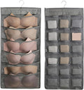 Bra and Underwear Hanging Storage Organizer Mesh Pockets Dual Sided Wall Shelves Space Saver Bag Sock Underpants Drawer Closet Clothes Rack (Gray:(6+18pockets))
