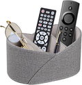 PU Leather Remote Control Holder with 3 Compartments, Modern Design Desk Accessories Workspace Organizer for Office/School/Home, Modern Nightstand Caddy Organizer for Makeup/Vanity/Stationery,Grey
