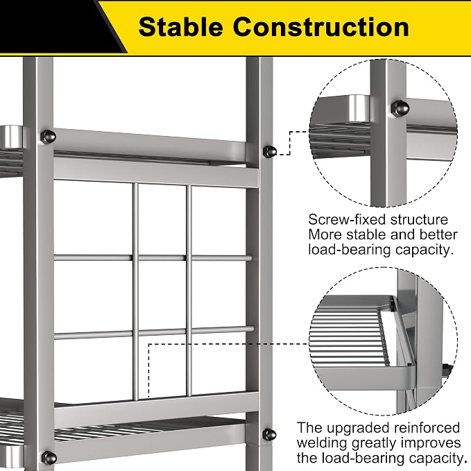GIOTORENT 6-Wire Standing Storage Shelf, Metal Shelving Unit Pantry Rack for Laundry Kitchen Bathroom Organizer(Silver)