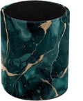 Faux Leather Pen Holder for Desk, Pencil Organizer Green Marble Pen Cup Desk Decor Makeup Brush Holder Storage for Office Home