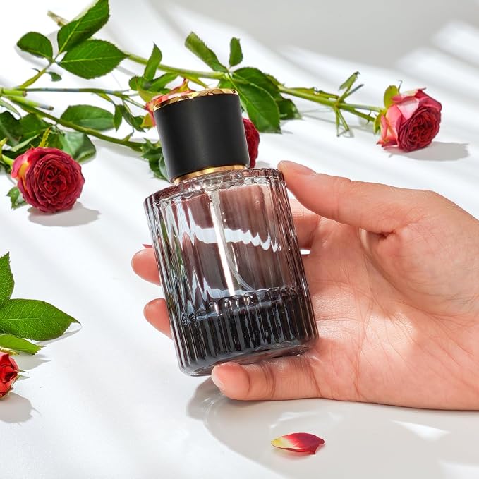 50ml/1.7 Oz Glass Spray Bottle Perfume Atomizer,Round Glass Perfume Travel Refillable Spray Bottle Empty with 3 Kinds of Dispenser (Black) | Round Glass Perfume Travel Spray Bottle Cologne Bottle with 3 Kinds of Dispenser
