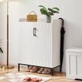 Mericonia Modern Shoe Cabinet with Metal Legs, Farmhouse Large 5-Tier Shoe Storage Cabinet with Doors, Wooden Shoe Organizer for Entryway, Hallway, Closet, Bedroom, Living Room, White