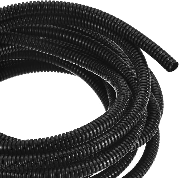 DMiotech 20ft Wire Loom Split Tubing 1/4 Inch(6.5 Mm) ID, Cord Protectors from Pet Flexible Conduit Cable Management for Office, Home, Garden, Black