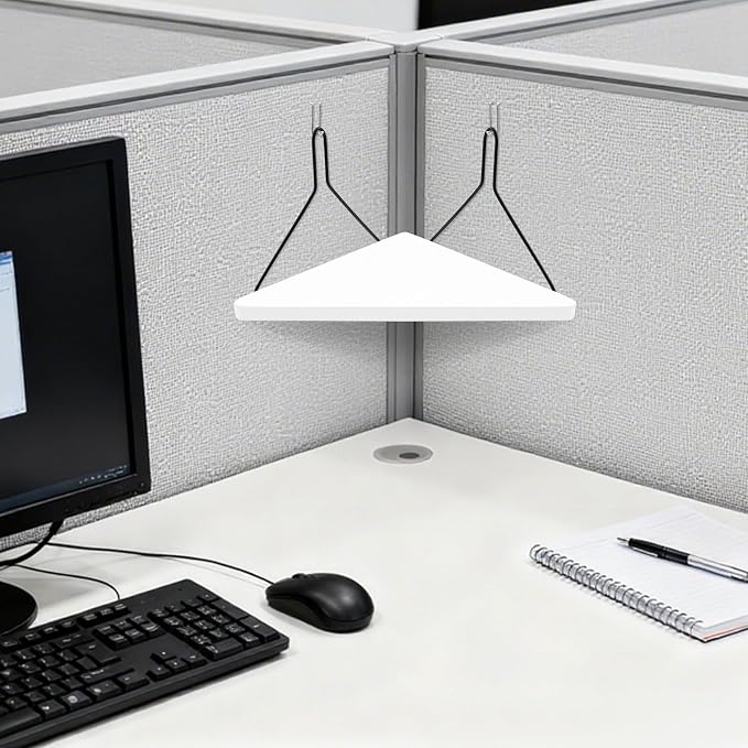 Fabric Wall Cubicle Corner Shelf with Hooks 11.8 Inch Wooden Triangular Cubicle Corner Shelf for Office Fabric Walls Display Storage Hanging Organizer for Work Decor Small Planter(White，1 PCS)