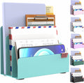 Mail Organizer Countertop | Small Desk File Organizer, Metal File Holder - Essential Workspace Organizers for Office Desk, Home Office (Blue)