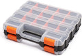 MIXPOWER 34-Compartments Double Sided Organizer with Impact Resistant Polymer and Customized Removable Plastic Dividers, Storage and Carry, Black/Orange