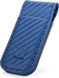 GH GOLD HORSE Slim Magnetic Money Clip Genuine Leather Business Card Holder for Men (Blue)