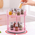 Light Pink Lazy Susan Organizer 2 Tier, Spice Rack Lazy Susan Organizer for Cabinet 10 Inch Rotating Spice Holder for Kitchen Countertop Pantry Dining Table Coffee Bar Storage