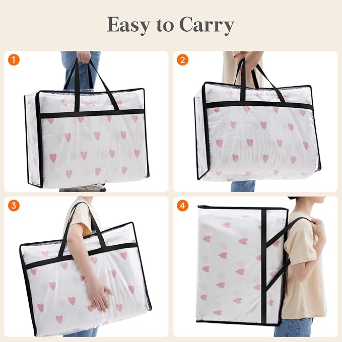 Lifewit 6 Pack Clear Clothes Storage Bags, 75L Plastic Blanket Storage Bag, Vinyl Foldable Moving Bags with Zipper, Closet Organizers and Storage Containers for Bedding, Duvet, Comforter