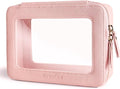 Aveniee Clear Makeup Bag Organizer, Travel Toiletry Bag for Women, Waterproof Cosmetic Pouch with Zippers,Car Accessories Organizers and Storage Case,Pink,Medium Classic