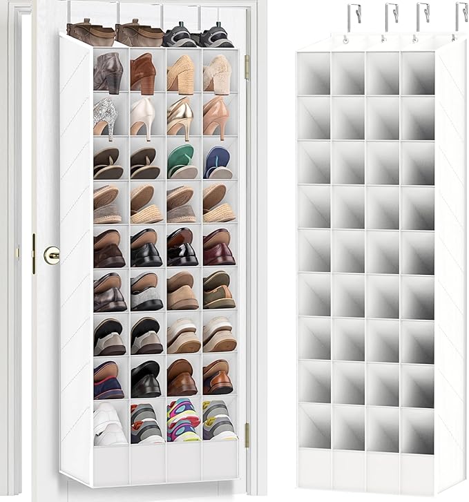 Ofiray-home 30-40 Pairs Over the Door Shoe Organizer | Large & Deep Pockets, Fits Boots, Sneakers or Larger Shoes, Space-Saving Hanging Shoe Rack