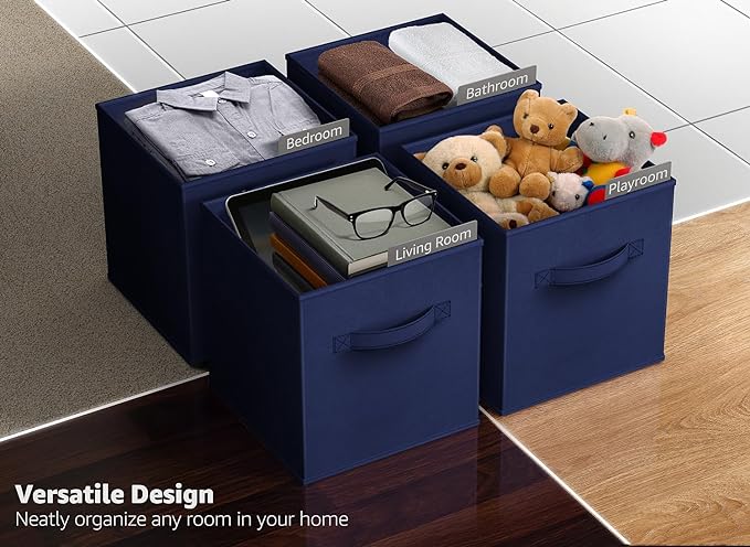 Sorbus 13 Inch Storage Bins - Sturdy Collapsible Fabric Storage Cubes with Handle - 8 Foldable Baskets for Organizing Clothes, Toys, Books - Storage Baskets for Shelves, Closets