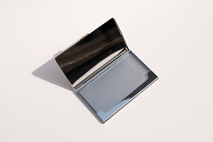 Mother of Pearl Business Card Case Credit Id Name Holder Travel Wallet Art Painting Design Metal Stainless Steel Engraved Slim Purse Pocket Cash Money Wallet (Mum Cloud)