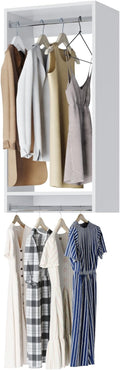 Double Hanging Closet Unit - Modular Corner Closet System With Hanging & Shelves (White, 33 inches Wide)