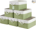 Large Storage Baskets- 15.7x11.8x8.26 inch Storage Bins for Shelves and Closet Organizing, Foldable Fabric Bin for Home Organization Clothes and Laundry (6-Pack, White&Green)