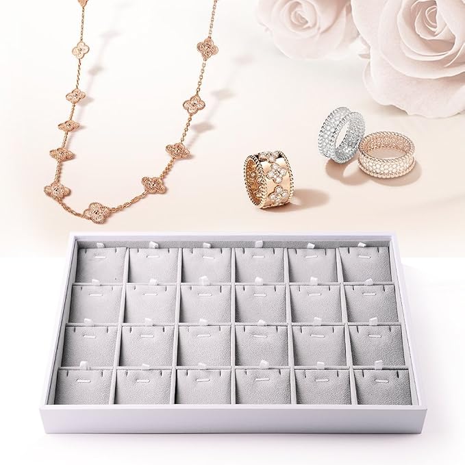 Oirlv Leather Pendant Display Tray White | Stacking Design, Suitable for Home Users or Store Owners Who Need to Display Goods. Suitable for Use Inside Drawers.