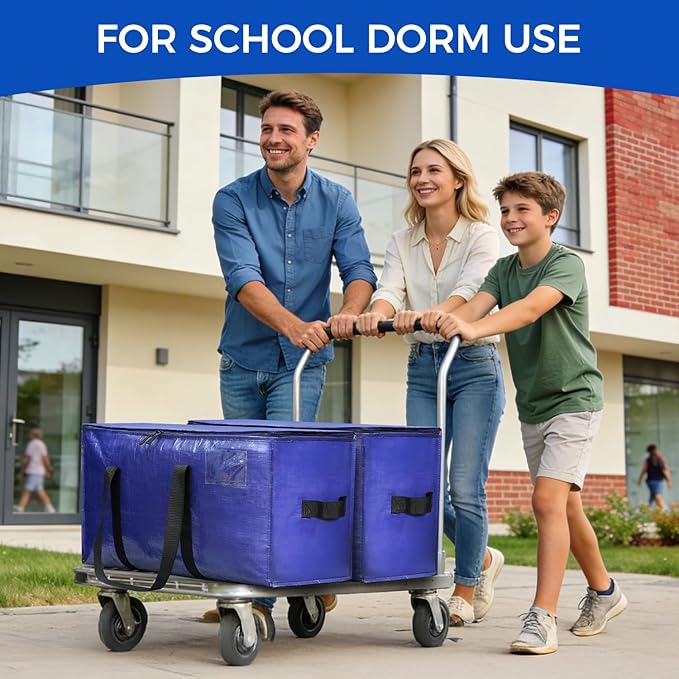 BAGAIL Heavy Duty Moving Bags with Strong Handle, Extra Large Moving Boxes, Storage Tote for Clothes, College Moving Supplies(Dark Blue, 6 Pack)