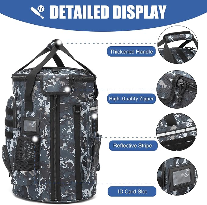 Baseball Bucket Bag 6 Gallon Multi Pockets Softball Coaching Equipment Bag | tactical Baseball Bucket Cover Organizer with padded Seat for Balls, Bat, Gloves, Scoreboards