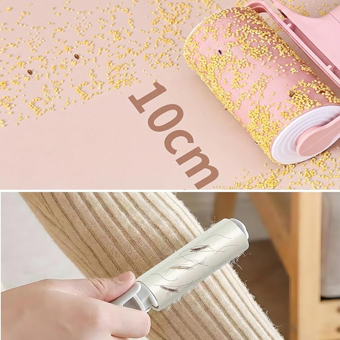 Reusable Lint Roller 2 Pack, Washable Sticky Lint Roller with Cover for Pet Hair, Portable Travel Lint Remover for Clothes, Purse, Furniture, Car, Large Mini Lint Brush for Home and Travel (Pink)