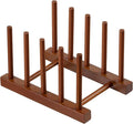 HBlife Teak Wooden Dish Drying Rack Kitchen Cabinet Organizer Plate Holder | 4 Slots, Vertical Dish Racks for Cabinet Countertop & Wall, Plate Pot Lid Cutting Board Holder, Bowl Cup Drainer, Keep Dry