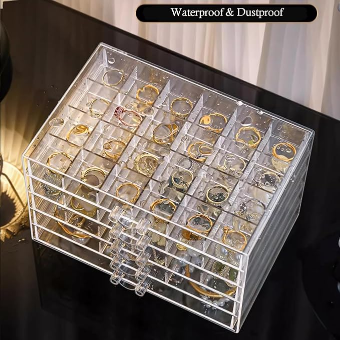 SPAKOWN Earring Organizer Acrylic Jewelry Holder Organizer with 5 Drawers | Stackable Earring Storage Case Jewelry Boxes for Women (Clear)