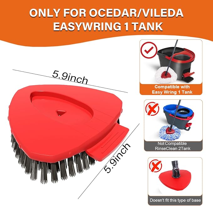 Fatmass Scrub Brush Mop Head Replacement Compatible with O Cedar EasyWring 1 Tank Spin Mop,New Upgrade Stiff Bristle Shower Brush Scrubbing Brush Cleaning Brush for Bathroom, Kitchen, Tub, Tile