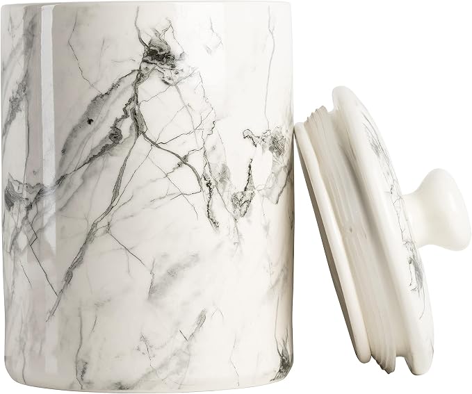 10 Strawberry Street Marble Ceramic Kitchen Canister Set, Set of 3, White/Black