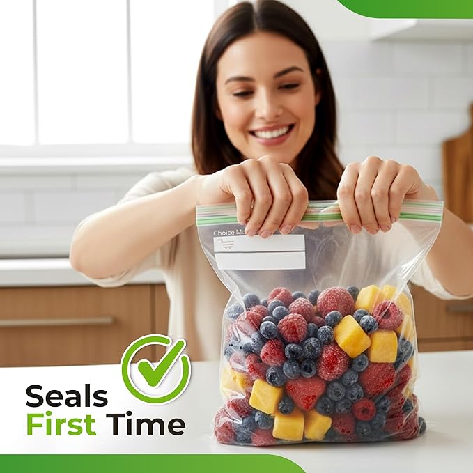 Freezer Bags 1 Gallon – 30 Count Resealable Extra Strong 2. Mil Leak Proof, Double Zipper Freezer Bags Gallon