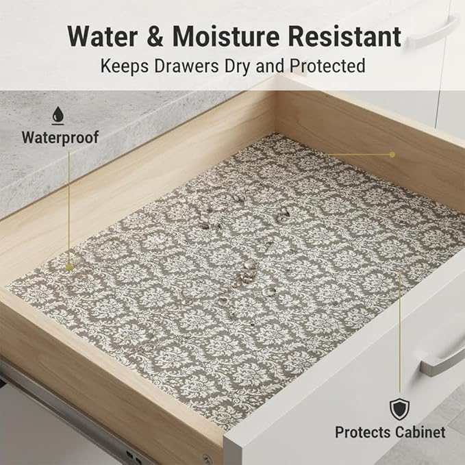 Coavas Shelf and Drawer Liner, Non Slip Extra Grip Non Adhesive Waterproof Thickened Cabinet Mat, Easy Cut for Kitchen Pantry Bathroom Dresser Cupboard (Beige Cream, 12IN x 20FT)