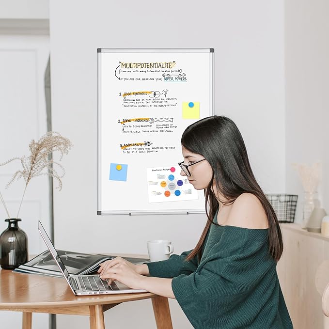 WALGLASS 2 Pack White Board, 24" x 18" Double-Sided Dry Erase White Board for Wall, Hanging Mounted Whiteboard, Horizontal or Vertical Silver Aluminium Frame for Home, School, Office, Kitchen