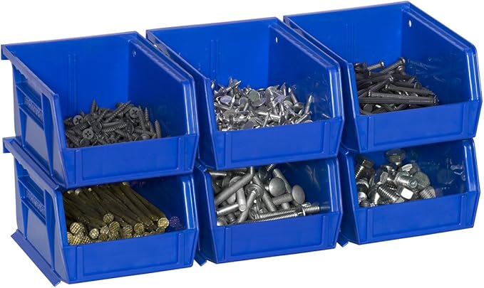 Akro-Mils Storage Bins 30210, Plastic | Stackable | Hanging Design | 5" x 4" x 3" | Yellow | Pack of 24