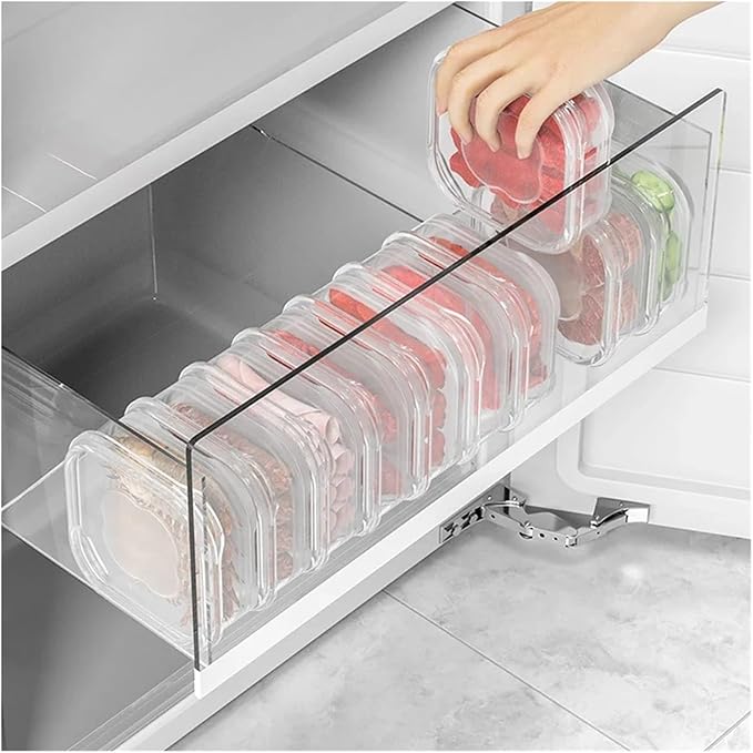 Food Storage Container Fresh Frozen Meat Preservation Box Refrigerator Food Retain Freshness Transparent Storage Jar Home Kitchen Vegetable Storage Organizer(Clear-650ml,1-Tier_3PCS)